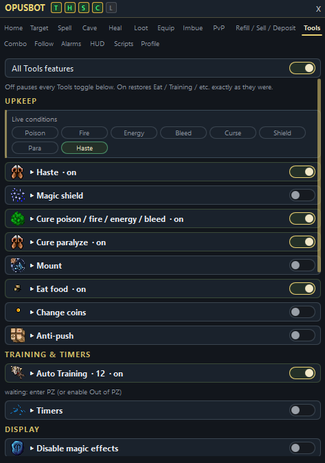 Tools — upkeep, training, display